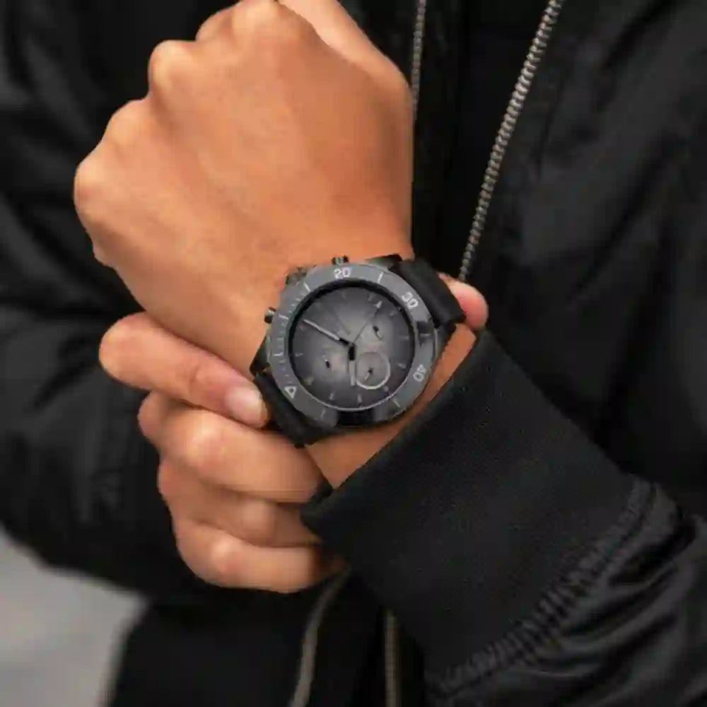  Shop Authentic Tommy Hilfiger Larson Chronograph Black Dial Black Rubber Strap Watch For Men - 1791921 - Luxxuri