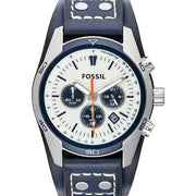  Shop Authentic Fossil Coachman Chronograph White Dial Blue Leather Strap Watch for Men - CH3051 - Luxxuri