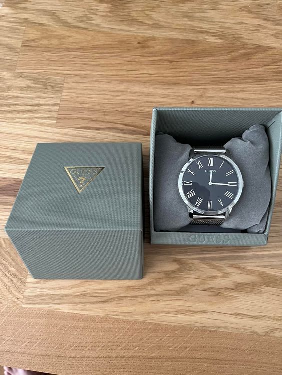  Shop Authentic Guess Analog Black Dial Silver Mesh Bracelet Watch for Men - W1263G1 - Luxxuri