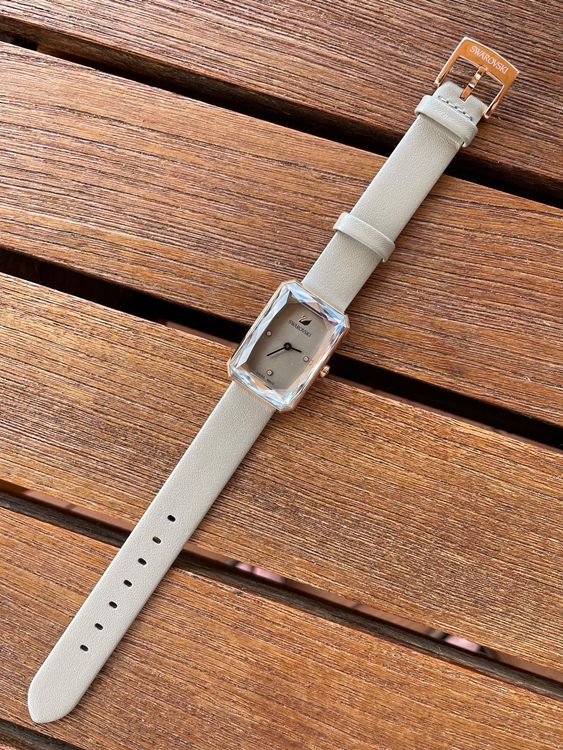  Shop Authentic Swarovski Uptown Crystal Grey Dial Grey Leather Strap Watch for Women - 5547716 - Luxxuri