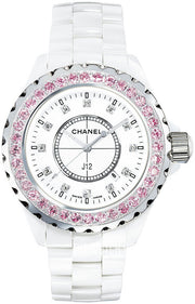  Shop Authentic Chanel J12 Sapphire Bezel Ceramic White Dial White Steel Strap Watch for Women - J12 H2010 - Luxxuri