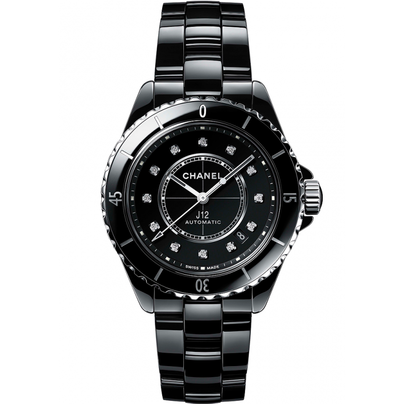  Shop Authentic Chanel J12 Quartz Diamonds Black Dial Black Steel Strap Watch for Women - J12 H5701 - Luxxuri