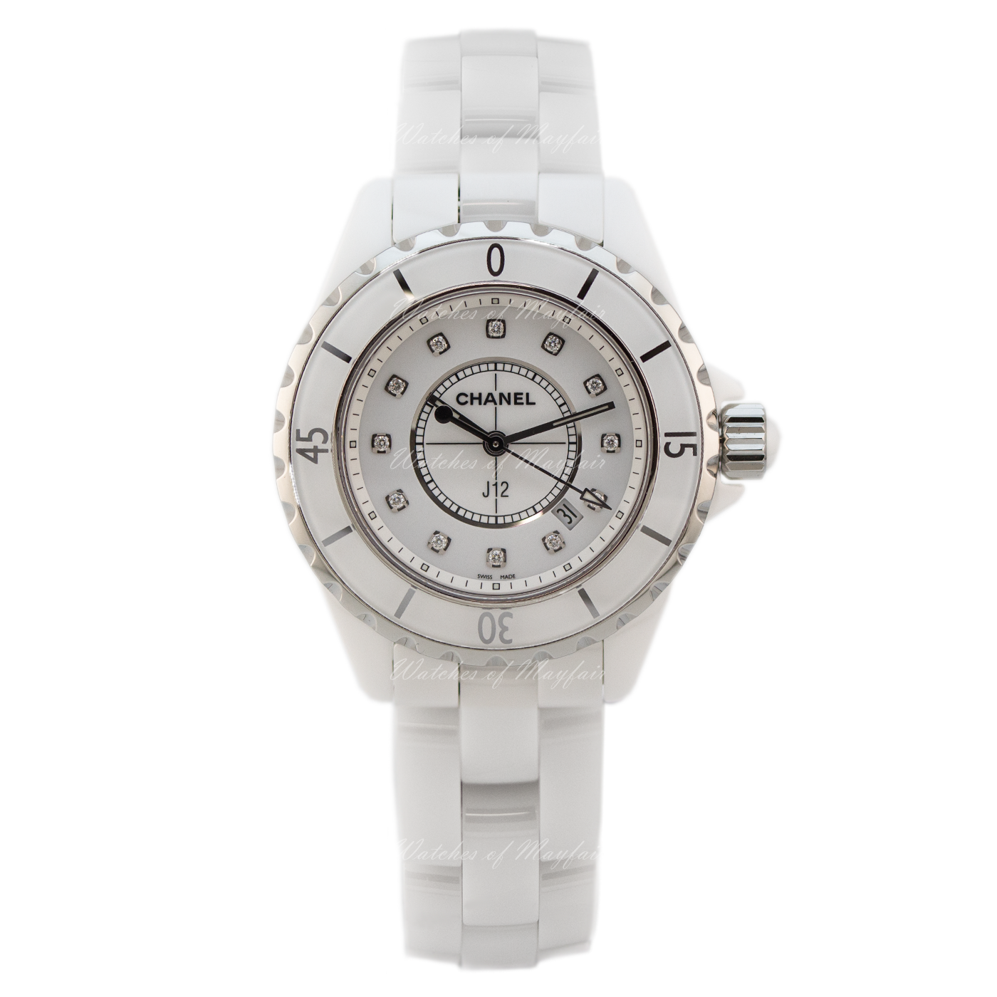  Shop Authentic Chanel J12 Diamonds Ceramic White Dial White Steel Strap Watch for Women - J12 H1628 - Luxxuri