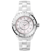  Shop Authentic Chanel J12 Quartz Diamonds Pink Dial White Steel Strap Watch for Women - J12 H5513 - Luxxuri