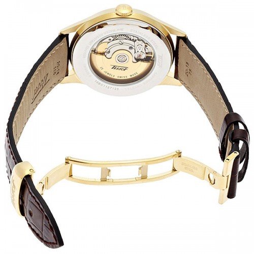  Shop Authentic Tissot T Classic Le Locle Automatic Gold Dial Maroon Leather Strap Watch For Men - T41.5.413.73 - Luxxuri