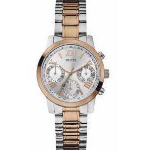  Shop Authentic Guess Mini Sunrise Analog Silver Dial Two Tone Steel Strap Watch For Women - W0448L4 - Luxxuri
