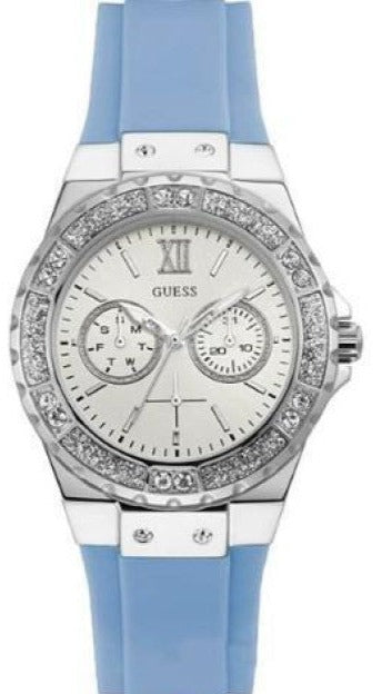  Shop Authentic Guess Limelight Crystals White Dial Blue Rubber Strap Watch for Women - W1053L5 - Luxxuri