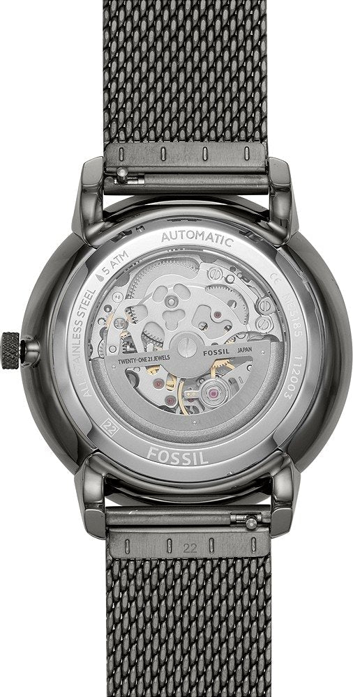  Shop Authentic Fossil Neutra Automatic Skeleton Black Dial Grey Mesh Strap Watch for Men - ME3185 - Luxxuri