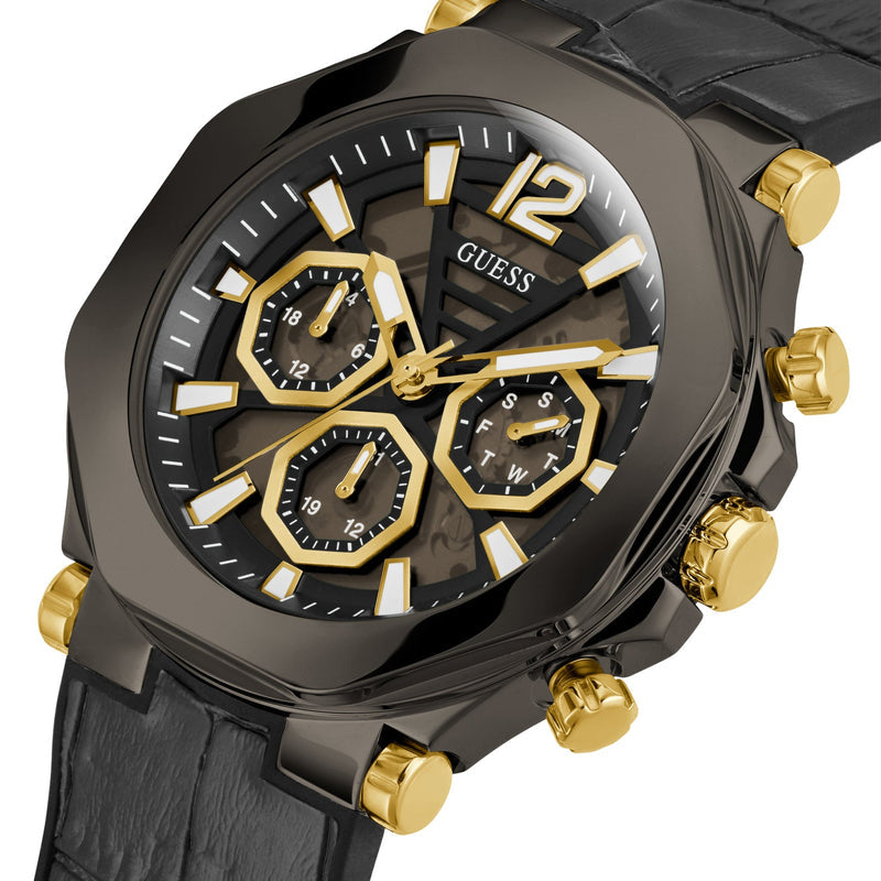  Shop Authentic Guess Edge Chronograph Black Dial Black Leather Strap Watch For Men - GW0492G1 - Luxxuri