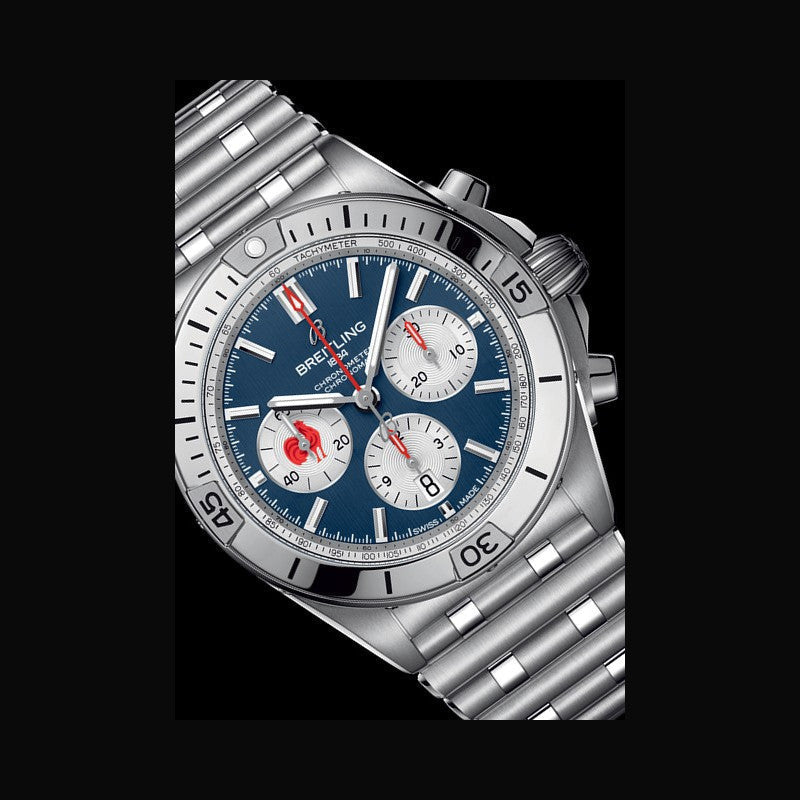  Shop Authentic Breitling Chronomat B01 42 Six Nations France Blue Dial Silver Steel Strap Watch for Men - AB0134A81C1A1 - Luxxuri