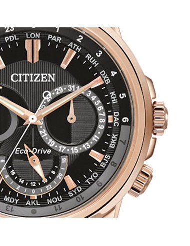  Shop Authentic Citizen Eco Drive Calendrier Black Dial Brown Leather StrapWatch For Men - BU2023-12E - Luxxuri