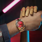  Shop Authentic Citizen Tsuyosa Automatic Red Dial Gold Steel Strap Watch For Men - NJ0153-82X - Luxxuri
