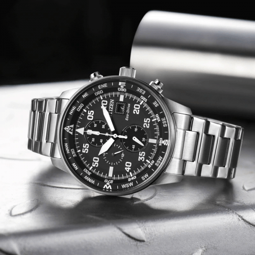  Shop Authentic Citizen Eco Drive Chronograph Black Dial Silver Steel Strap Watch For Men - CA0690-88E - Luxxuri