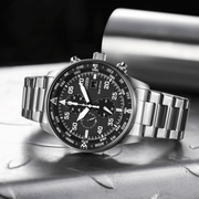  Shop Authentic Citizen Eco Drive Chronograph Black Dial Silver Steel Strap Watch For Men - CA0690-88E - Luxxuri