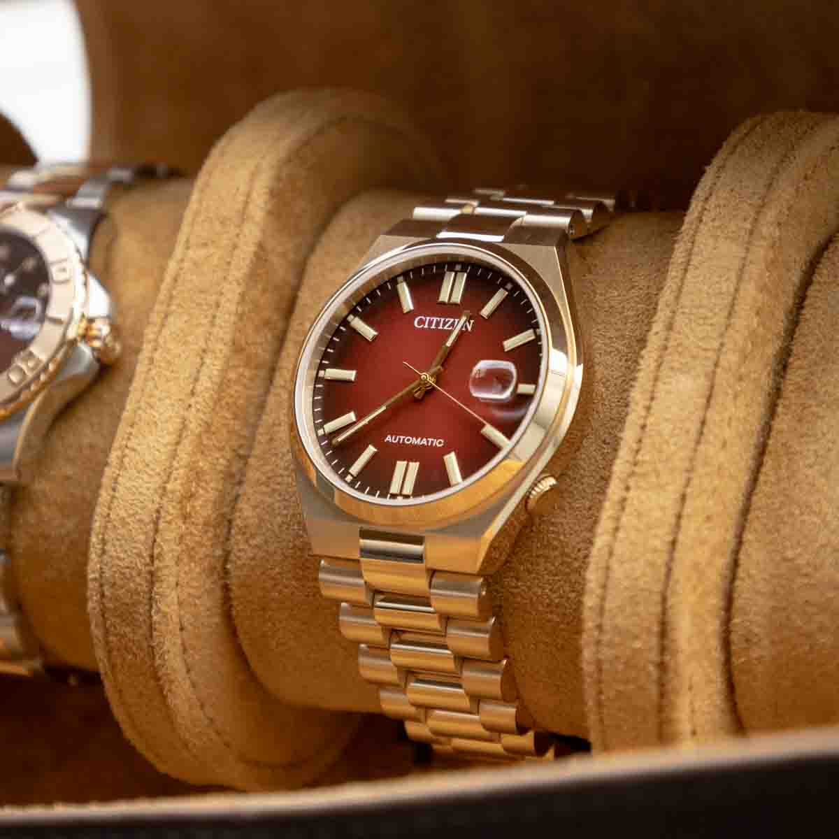  Shop Authentic Citizen Tsuyosa Automatic Red Dial Gold Steel Strap Watch For Men - NJ0153-82X - Luxxuri