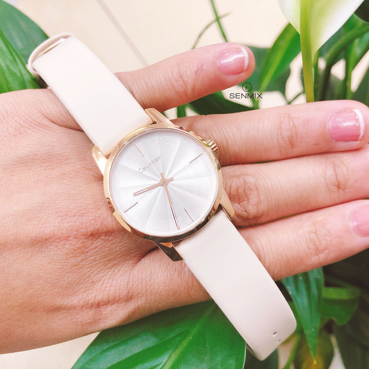  Shop Authentic Calvin Klein City Silver Dial White Leather Strap Watch for Women - K2G236X6 - Luxxuri