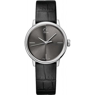  Shop Authentic Calvin Klein Accent Black Dial Black Leather Strap Watch for Women - K2Y231C3 - Luxxuri