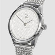  Shop Authentic Calvin Klein Minimal White Dial Silver Mesh Bracelet Watch for Women - K3M2312Y - Luxxuri