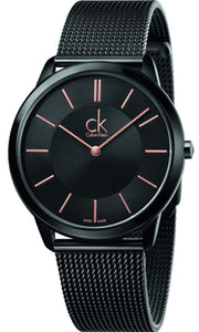  Shop Authentic Calvin Klein Minimal Black Dial Black Mesh Bracelet Watch for Men - K3M21421 - Luxxuri