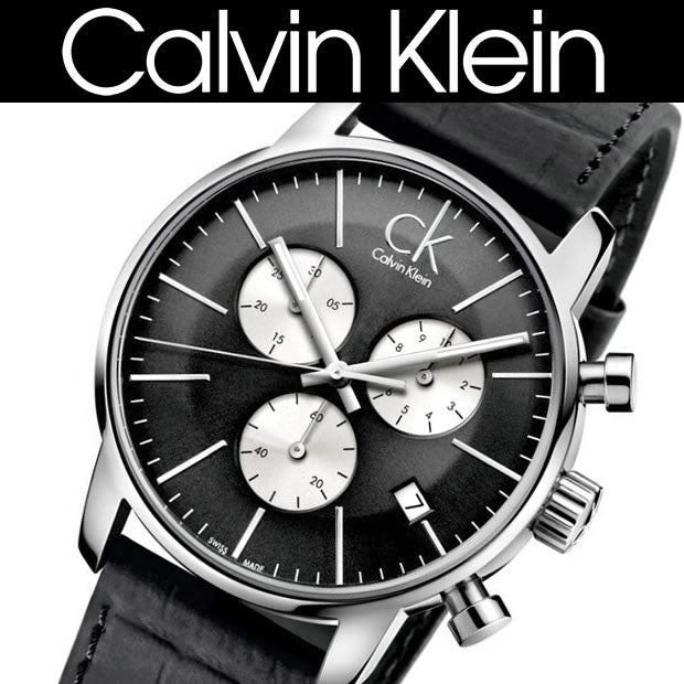  Shop Authentic Calvin Klein City Chronograph Black Dial Black Leather Strap Watch for Men - K2G271CX - Luxxuri