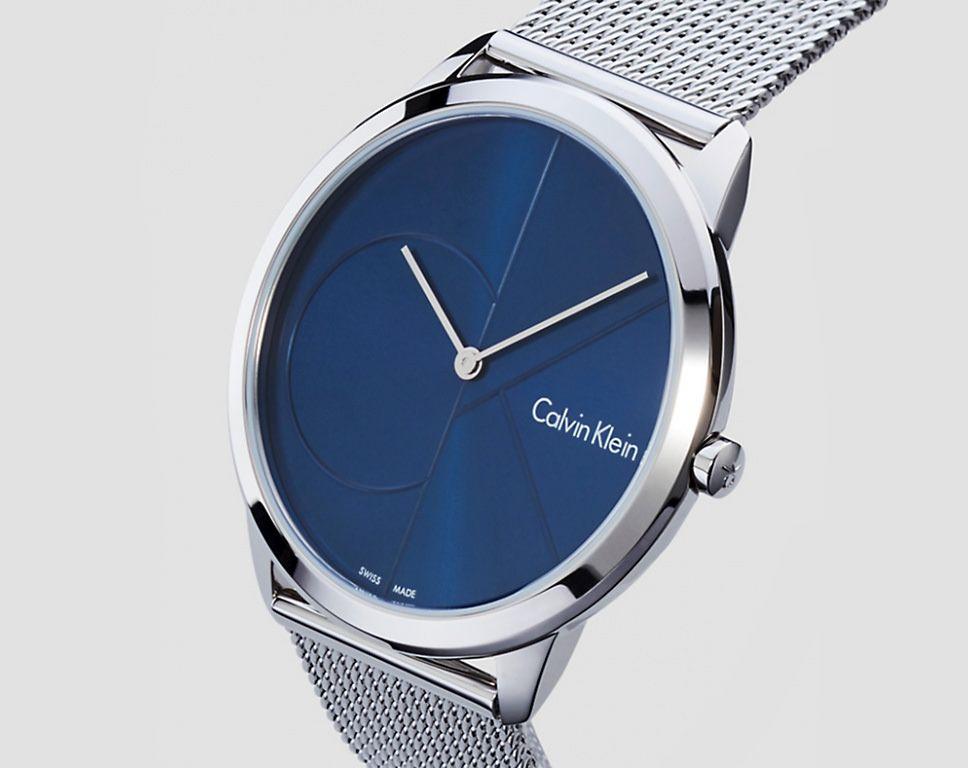  Shop Authentic Calvin Klein Minimal Blue Dial Silver Mesh Bracelet Watch for Men - K3M2112N - Luxxuri