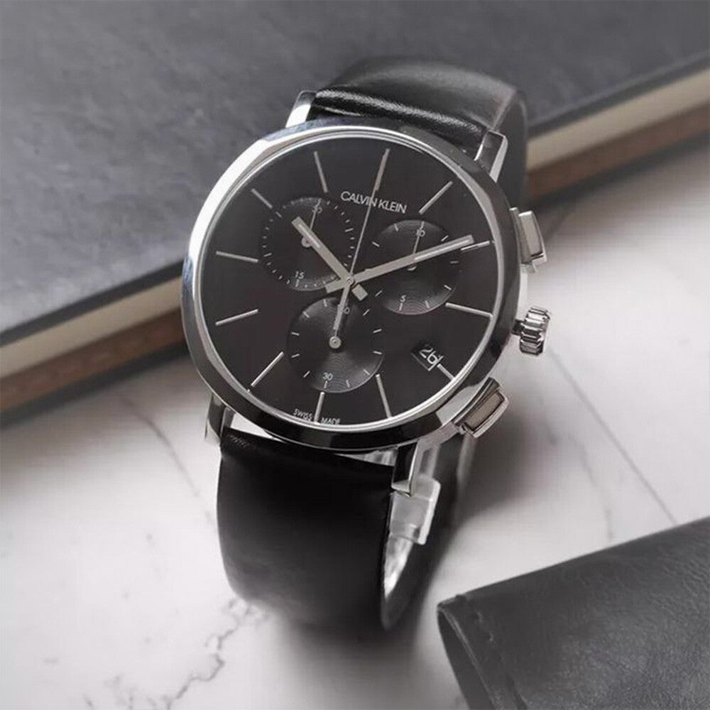  Shop Authentic Calvin Klein Posh Black Dial Black Leather Strap Watch for Men - K8Q371C1 - Luxxuri