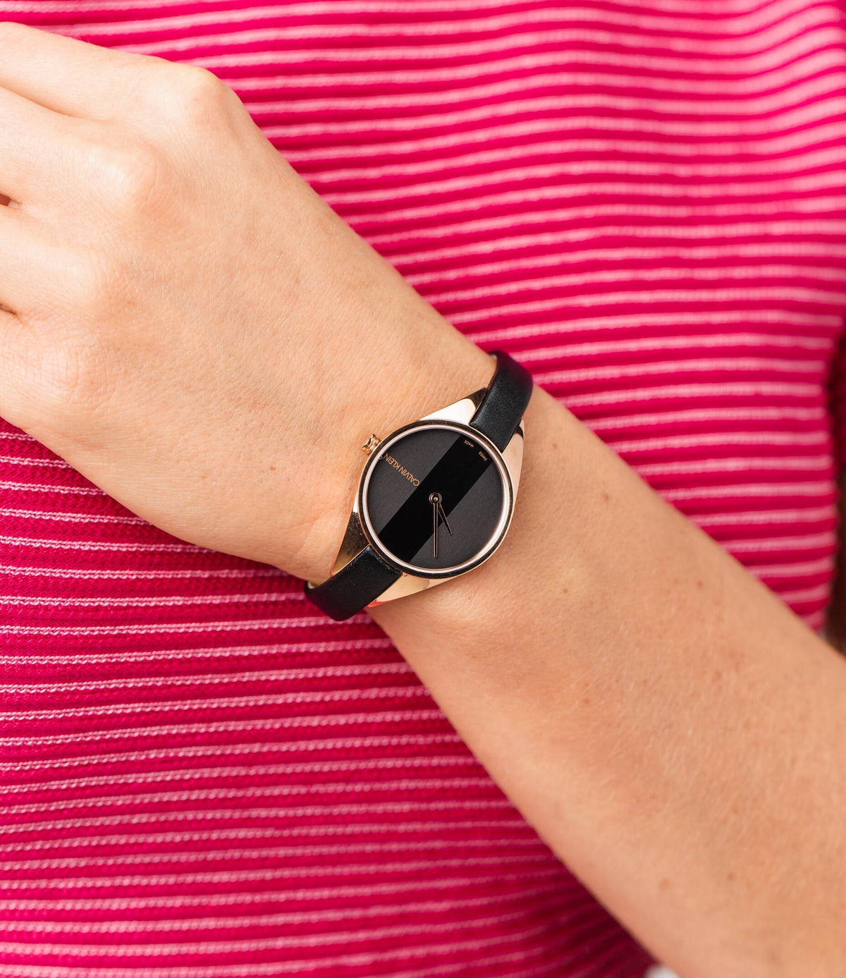  Shop Authentic Calvin Klein Rebel Black Dial Black Leather Strap Watch for Women - K8P236C1 - Luxxuri