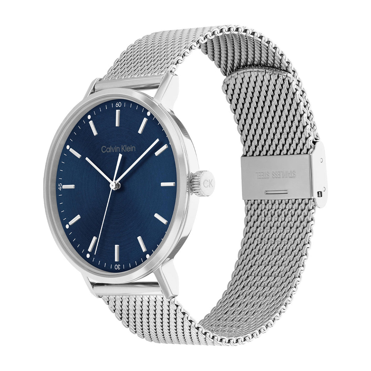  Shop Authentic Calvin Klein High Noon Quartz Blue Dial Silver Mesh Bracelet Watch for Men - K8M2112N - Luxxuri
