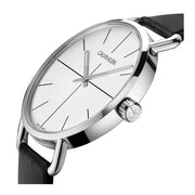  Shop Authentic Calvin Klein Even Silver Dial Black Leather Strap Watch for Men - K7B211CY - Luxxuri