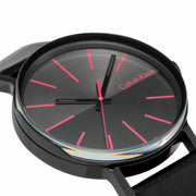  Shop Authentic Calvin Klein Boost Black Dial Black Leather Strap Watch for Men - K7Y214CY - Luxxuri