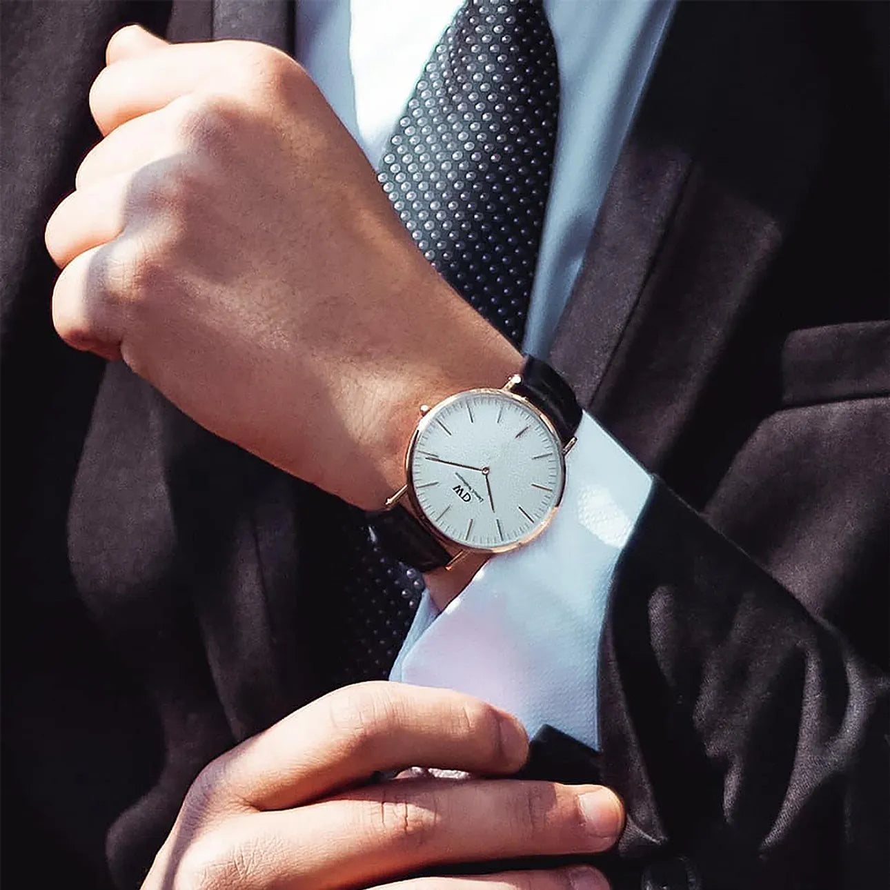  Shop Authentic Daniel Wellington Classic Sheffield White Dial Black Leather Strap Watch For Men - DW00100007 - Luxxuri