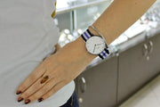  Shop Authentic Daniel Wellington Classic Trinity White Dial Three Tone Nylon Strap Watch For Women - 0609DW - Luxxuri