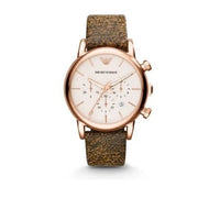  Shop Authentic Emporio Armani Classic Chronograph White Dial Brown Leather Strap Watch For Men - AR1809 - Luxxuri