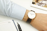  Shop Authentic Daniel Wellington Classic York White Dial Brown Leather Strap Watch For Men - DW00100011 - Luxxuri