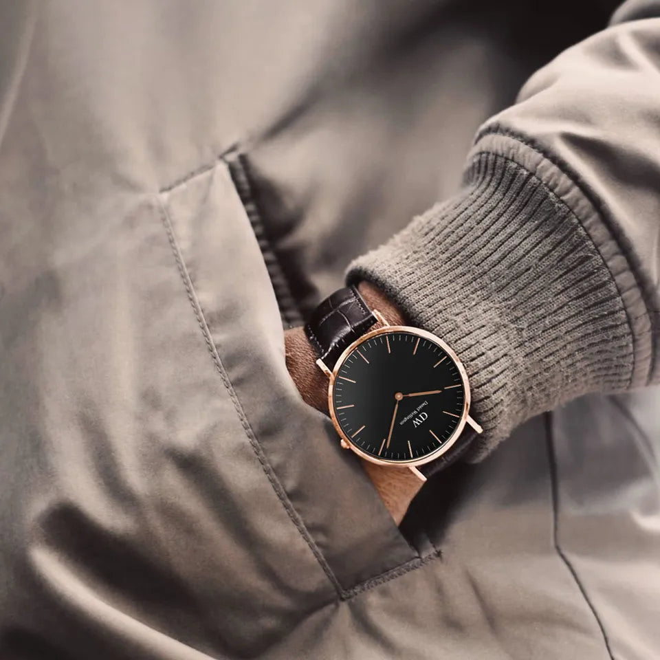  Shop Authentic Daniel Wellington Classic York Black Dial Brown Leather Strap Watch For Men - DW00100128 - Luxxuri