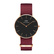  Shop Authentic Daniel Wellington Classic Roselyn Black Dial Maroon Nylon Strap Watch For Women - DW00100273 - Luxxuri