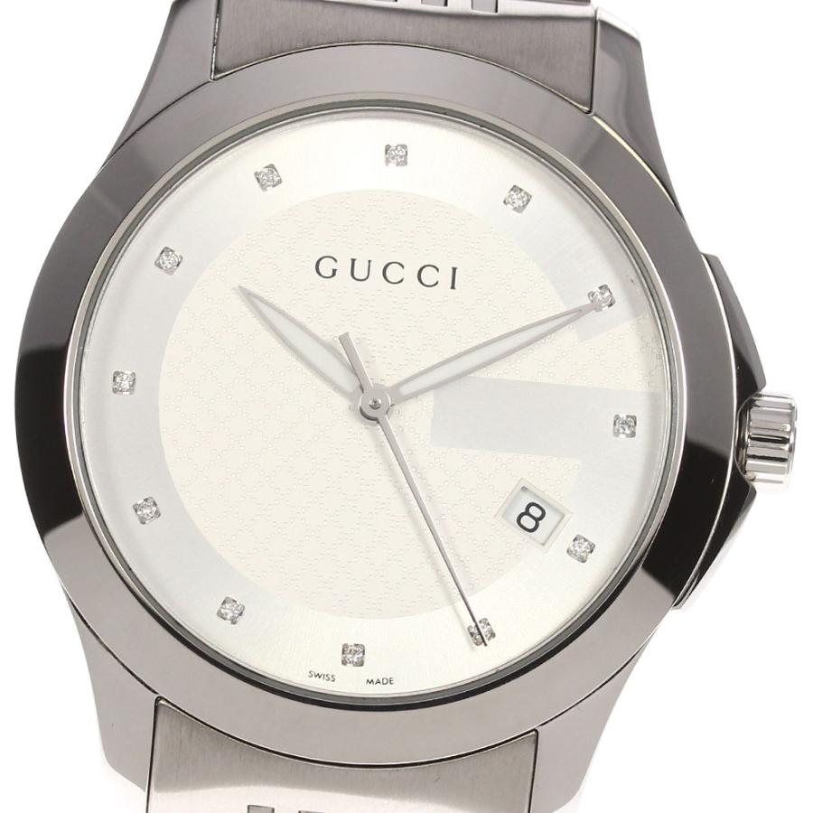  Shop Authentic Gucci G Timeless Diamonds Silver Dial Silver Steel Strap Watch For Men - YA126404 - Luxxuri