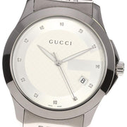  Shop Authentic Gucci G Timeless Diamonds Silver Dial Silver Steel Strap Watch For Men - YA126404 - Luxxuri