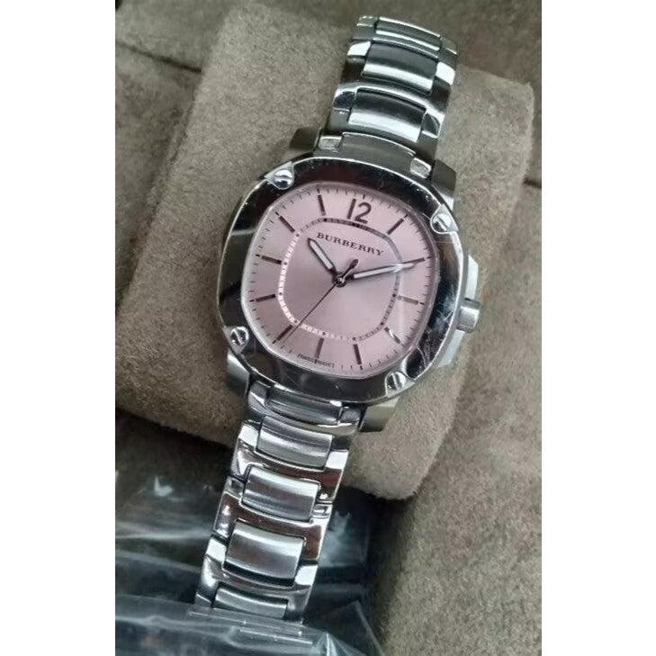  Shop Authentic Burberry The Britain Pink Dial Silver Steel Strap Watch for Women - BBY1704 - Luxxuri