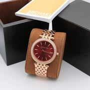  Shop Authentic Michael Kors Darci Red DIal Rose Gold Stainless Steel Strap Watch for Women - MK3378 - Luxxuri