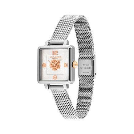 Coach Cass White Dial Silver Mesh Bracelet Watch for Women - 14503697