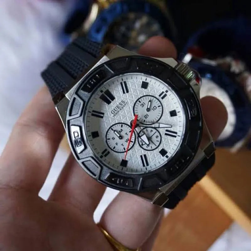  Shop Authentic Guess Force Analog Quartz White Dial Black Rubber Strap Watch For Men - W0674G3 - Luxxuri