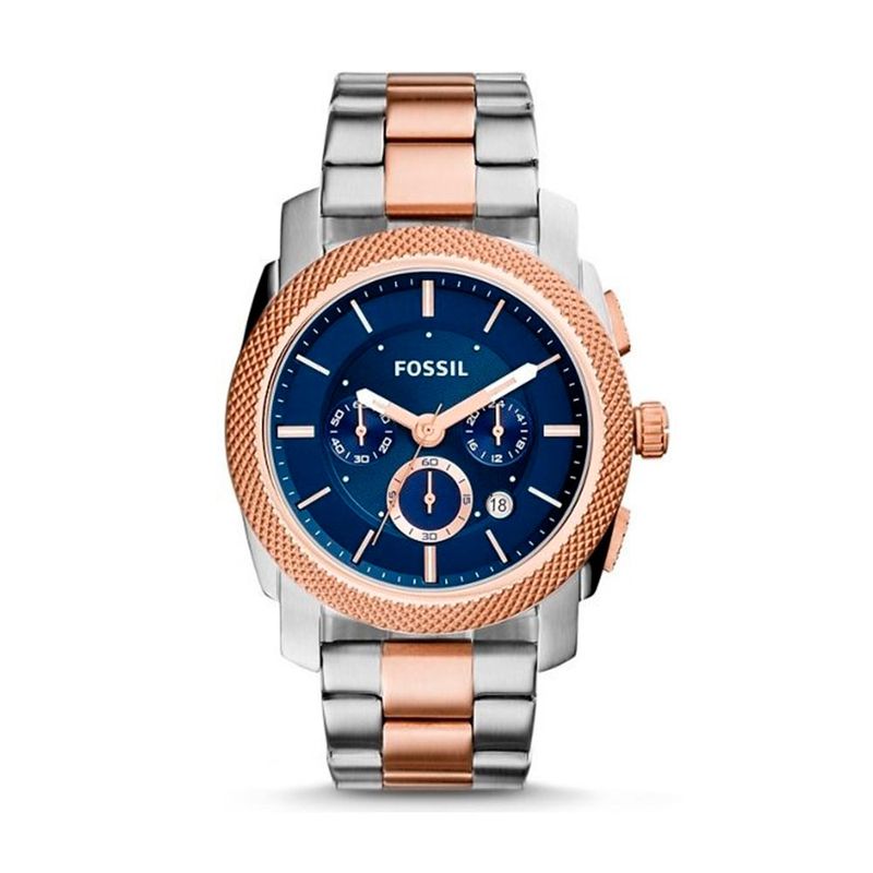  Shop Authentic Fossil Machine Blue Dial Two Tone Steel Strap Watch for Men - FS5037 - Luxxuri