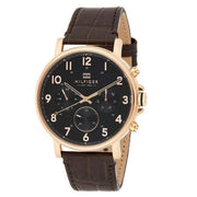  Shop Authentic Tommy Hilfiger Daniel Black Dial Brown Leather Strap Watch for Men - 1710379 - Luxxuri