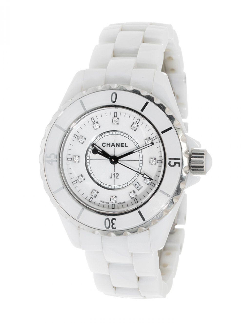 Shop Authentic Chanel J12 Diamonds Ceramic White Dial White Steel Strap Watch for Women - J12 H1628 - Luxxuri