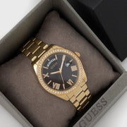  Shop Authentic Guess Luna Diamonds Black Dial Gold Steel Strap Watch for Women - GW0307L2 - Luxxuri