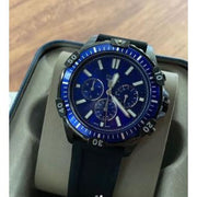  Shop Authentic Fossil Garrett Chronograph Blue Dial Black Rubber Strap Watch for Men - FS5695 - Luxxuri