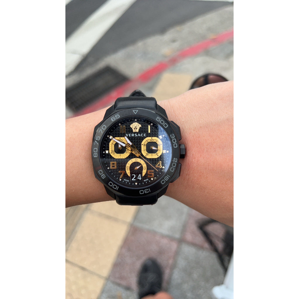  Shop Authentic Versace Dylos Chronograph Black Dial Black Rubber Strap Watch for Men - VQC020015 - Luxxuri