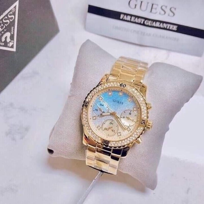  Shop Authentic Guess Confetti Diamonds Gold Dial Gold Steel Strap Watch for Women - W0774L2 - Luxxuri