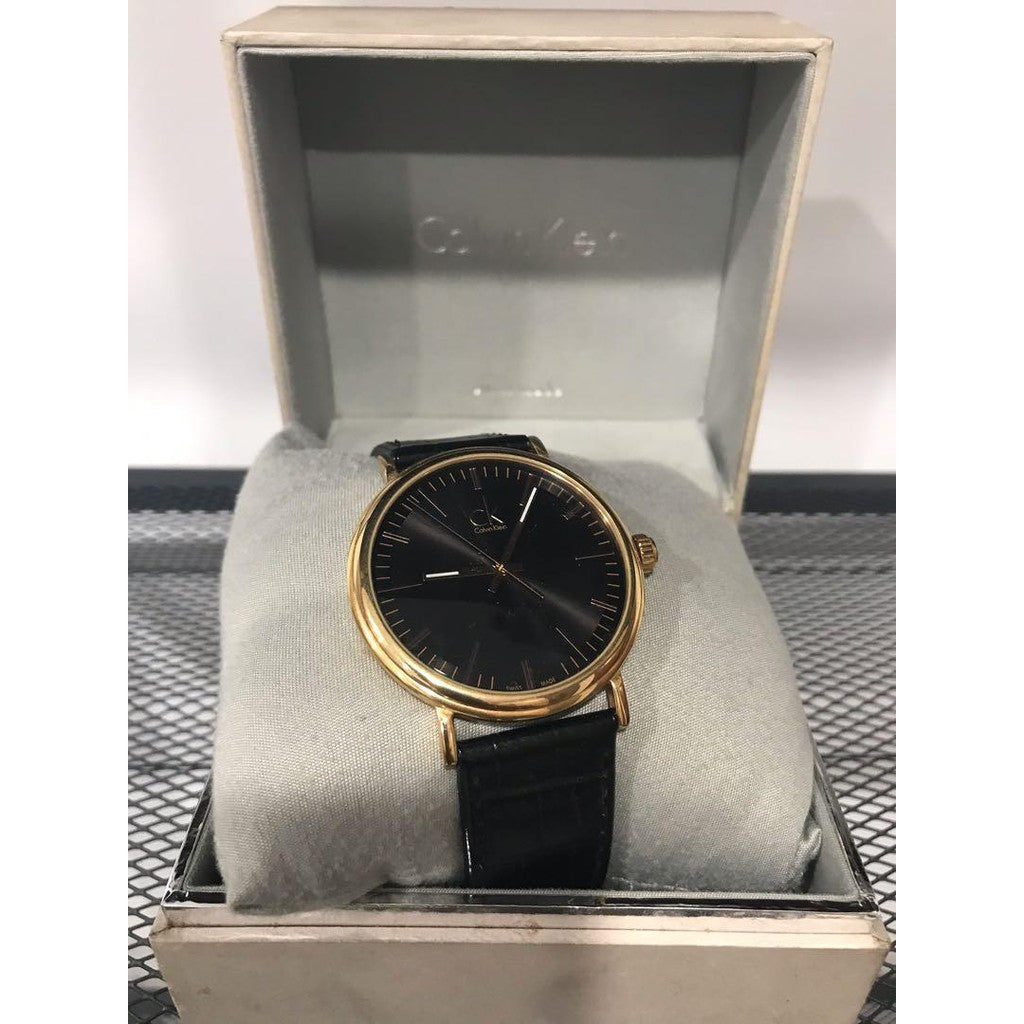  Shop Authentic Calvin Klein Surround Black Dial Black Leather Strap Watch for Men - K3W216C1 - Luxxuri
